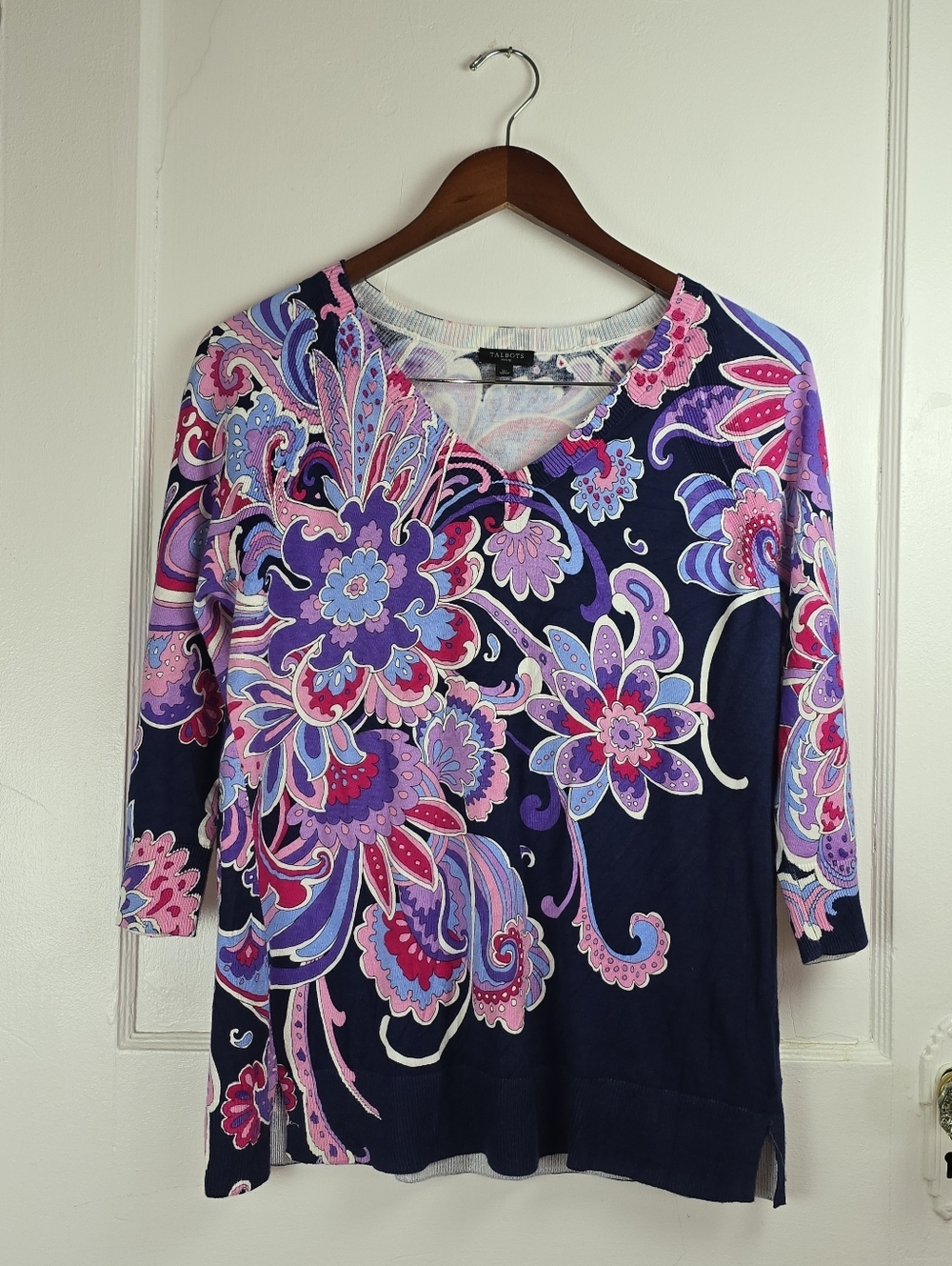 Talbots Blue and Purple Lightweight Sweater M Petite